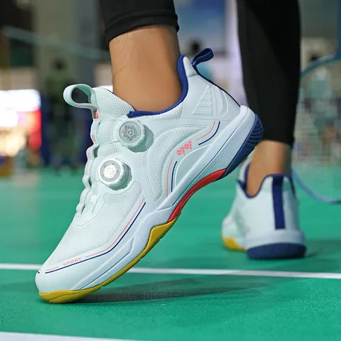 Professional Badminton Shoes For Men Women Breathable Indoor Court Training Sneakers With Rotary Dial Quick Lace System