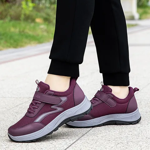Zapatos para Caminar Casuales para Hombre Mujer Malla Transpirable Cierre de Velcro Zapatillas de Suela Gruesa Antideslizantes para Personas Mayores Fitness