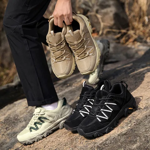 Men's Outdoor Hiking Mountaineering Shoes Wear-resistant Anti-slip Breathable Mesh Splicing Sneakers For Trekking Adventure Casual Sport Shoes
