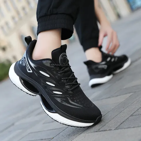 Chaussures de Course en Maille Respirante Légères pour Hommes Femmes Semelle Popcorn Baskets de Sport Dégradé Chaussures de Marche Jogging Décontractées