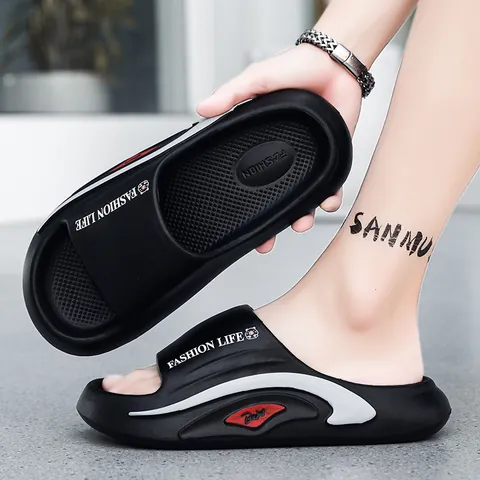 Men Casual EVA Slides Thick Sole Fashion Life Letter Print Non-slip Indoor Outdoor Slides For Men Comfortable Footwear