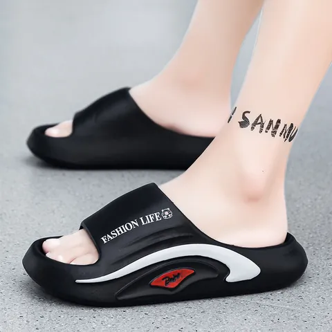 Men Casual EVA Slides Thick Sole Fashion Life Letter Print Non-slip Indoor Outdoor Slides For Men Comfortable Footwear
