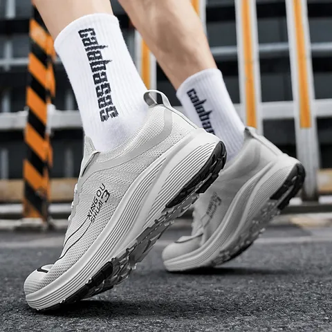 Men Mesh Lightweight Breathable Running Shoes Thick Sole Cushioned Outdoor Athletic Sneakers Wide Toe Casual Sport Shoes
