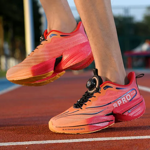 Unisex Professional Running Shoes With Rotary Button Dial System Ice Silk Mesh Carbon Plate Supercritical Foam Midsole Gradient