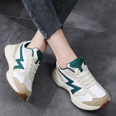 Women Retro Casual Sneakers Patchwork Thick Sole Fashion Sports Shoes Low Top PU Leather EVA TPR Sole Daily Outdoor Footwear