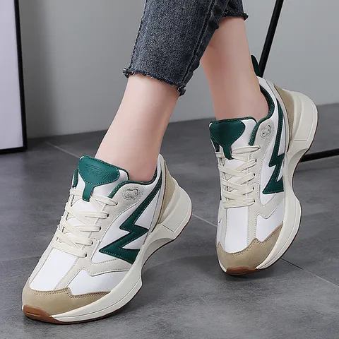 Women Retro Casual Sneakers Patchwork Thick Sole Fashion Sports Shoes Low Top PU Leather EVA TPR Sole Daily Outdoor Footwear