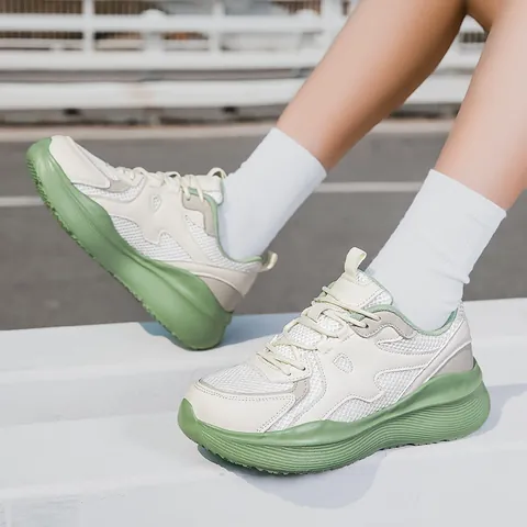 Baskets Chunky pour Femmes Semelle Épaisse Maille Respirante Patchwork Dad Shoes Chaussures de Course Décontractées pour Femmes Sport