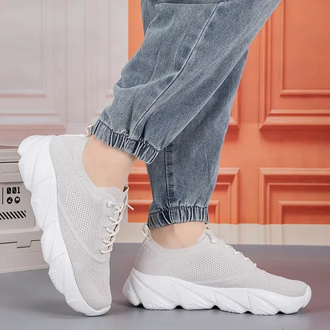Breathable Mesh Sneakers Lightweight Casual Running Shoes Fashion Chunky Sole Sporty Footwear For Men Women Walking Shoes