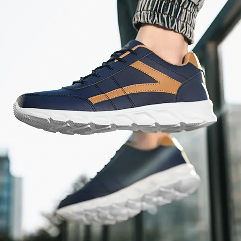 Men's Lightweight Breathable Running Shoes Casual Fashion Sneakers Non-Slip EVA Sole Color Patchwork Sport Shoes For Outdoor Walking