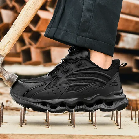 Professional Steel Toe Safety Shoes For Men Women Puncture Proof Work Boots With Rotary Buckle Breathable Industrial Shoes