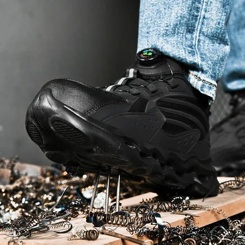 Professional Steel Toe Safety Shoes For Men Women Puncture Proof Work Boots With Rotary Buckle Breathable Industrial Shoes