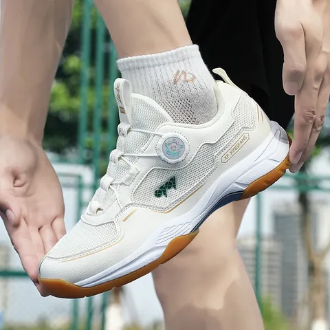 Professional Badminton Shoes Breathable Mesh Non-Slip Training Sneakers With Knob Lacing System Court Sports Shoes Unisex