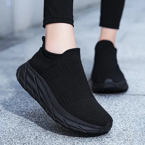 Unisex Fly-Knit Sock Sneakers Breathable Slip-On Running Shoes Casual Mesh Sport Lightweight Thick Sole Fashion Walking Shoes