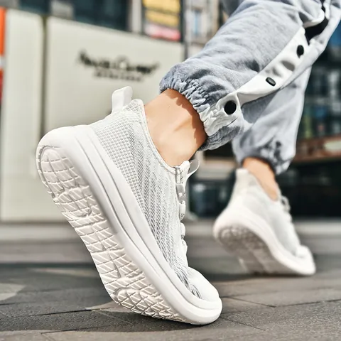 Men's Breathable Mesh Flying Knit Running Shoes Lightweight Casual Sports Sneakers For Outdoor Travel Daily Hiking Walking