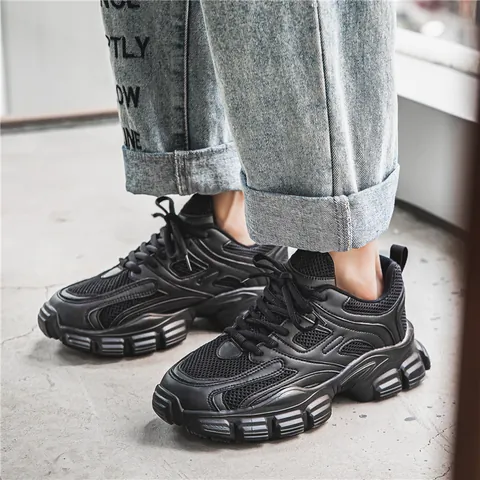 Retro Chunky Sneakers For Men Women Breathable Mesh Splicing Thick Sole Dad Shoes Casual Outdoor Running Walking Sports Shoes B886