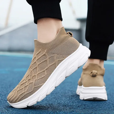 Chaussures Chaussettes Fly-Knit Respirantes pour Hommes Femmes Sneakers Décontractées sans Lacets Semelle Epaisse Chaussures Sport Légères
