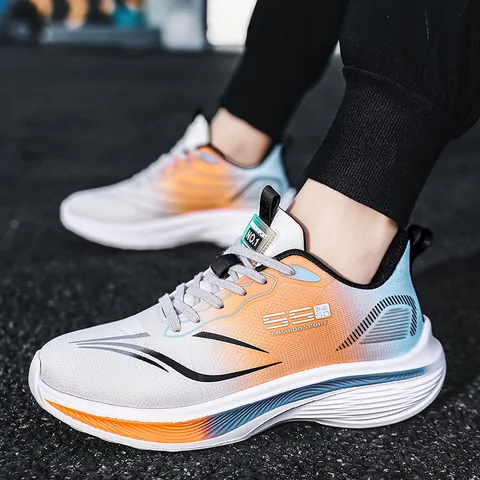 Herren Atmungsaktives Mesh Laufschuhe Leichtgewicht Rutschfest Stoßdämpfend Mode Sneakers Verlauf Sport Lässige Wanderschuhe