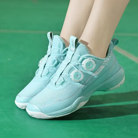 Professional Badminton Shoes For Men Women Breathable Indoor Court Sports Shoes With Dual Rotary Dial Knob Closing Non-Slip Sole