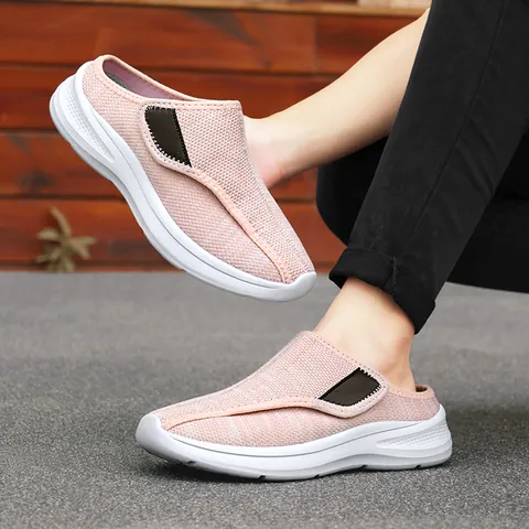 Breathable Mesh Casual Slip-on Shoes for Middle-aged and Elderly Hook and Loop Walking Shoes Comfortable Lightweight Sneakers