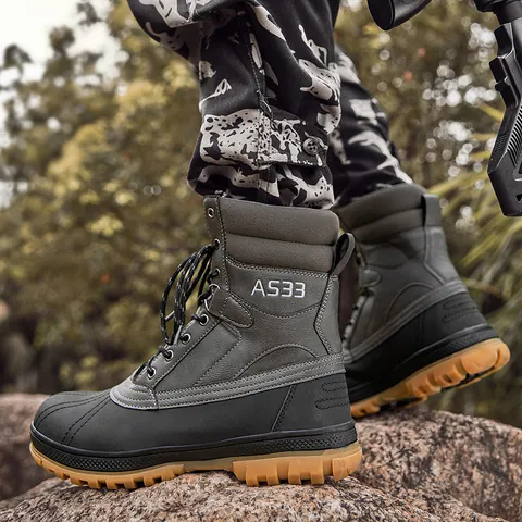 Men's High-Top Tactical Combat Boots Durable Oxford Cloth Outdoor Hiking Training Shoes Non-Slip Rubber Sole A533 Military Boots