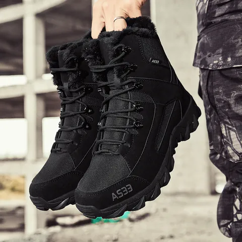Men Tactical Boots Mid Top Outdoor Hiking Shoes Breathable Desert Combat Boots Anti Slip Rubber Sole Work Safety Boots