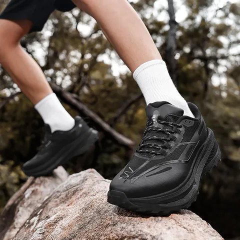 Men Outdoor Running Shoes Breathable Lightweight Popcorn Cushioning Thick Sole Mesh Hiking Shoes Casual Athletic Sneakers Soft Bottom