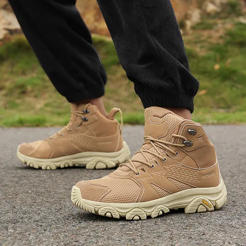 Ademende Wandelschoenen Voor Mannen Vrouwen Mesh Leer Outdoor Trekkingschoenen Antislip Schokabsorptie Sportsneakers