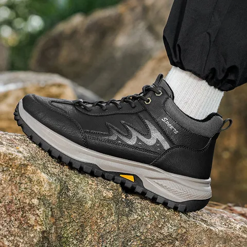 Heren Outdoor Wandelschoenen Winter Warm Fleece Gevoerd Wandelsneakers Antislip Dikke Zool Casual Sportschoenen Voor Middelbare Leeftijd