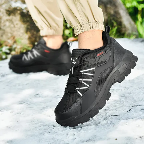 Unisex Winter Warm Fleece Lined Outdoor Sports Sneakers Anti Slip TPR Sole Casual Cotton Shoes For Men Women SSFEYY