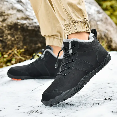 Unisex Winter Outdoor Snow Boots Synthetic Leather Faux Fur Lined Warm Non-Slip TPR Sole Sporty Casual Walking Boots