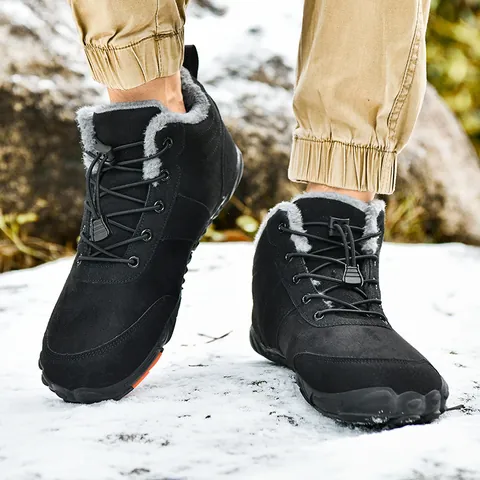 Unisex Winter Outdoor Snow Boots Synthetic Leather Faux Fur Lined Warm Non-Slip TPR Sole Sporty Casual Walking Boots