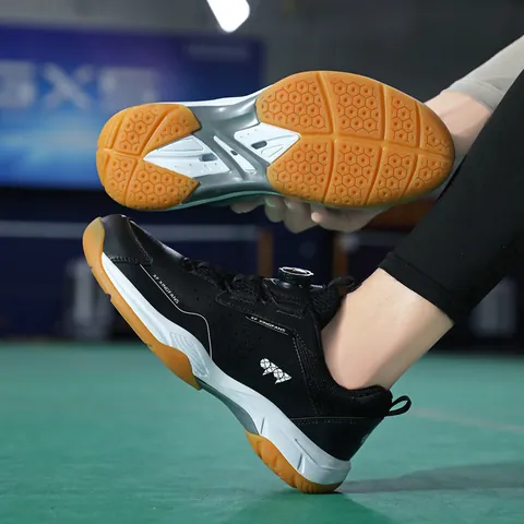 Professional Badminton Tennis Shoes For Men Women Rotary Knob Closure Non-Slip Breathable Lightweight Indoor Court Shoes