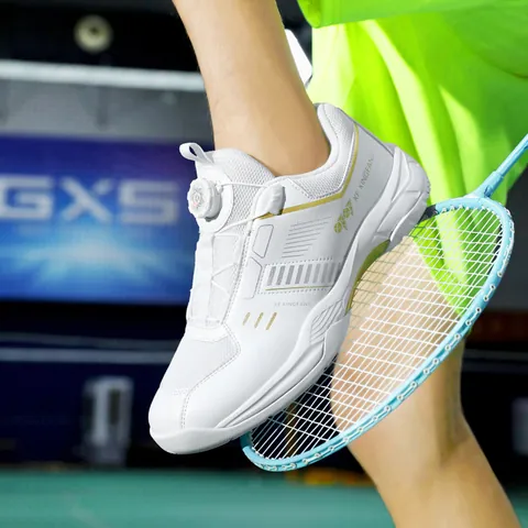 Professional Badminton Shoes For Men Women Breathable Indoor Training Sports Shoes With Rotary Buckle Non-Slip Sneakers