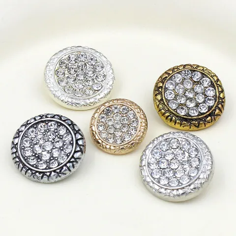 Boutons Vintage en Alliage avec Strass Ronds Boutons Décoratifs Métalliques pour Manteau Veste Costume Chemises Couture Accessoires