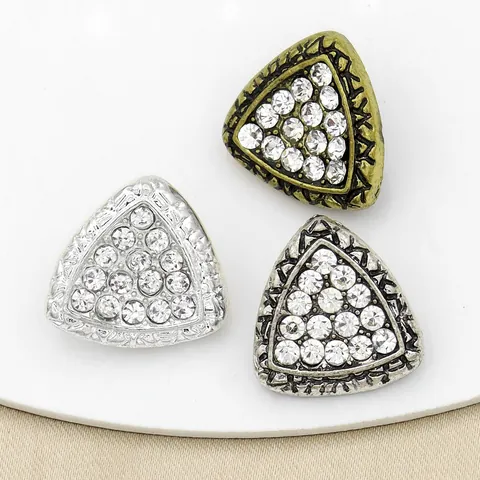 Vintage Triangle Alloy Rhinestone Shank Buttons For Clothing High Texture Metal Hand Sewing Buttons For Coat Sweater Decor