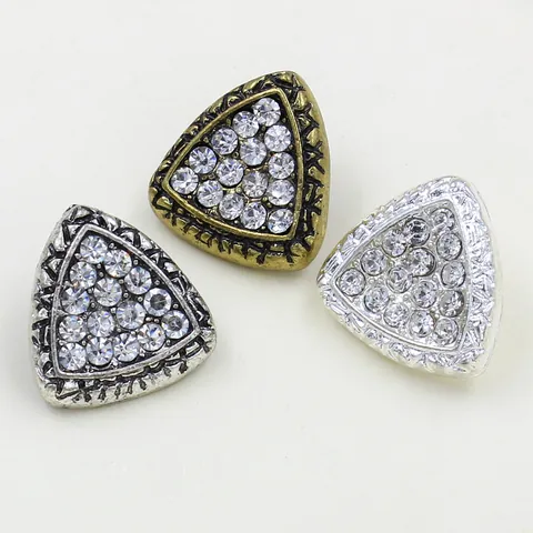 Vintage Triangle Alloy Rhinestone Shank Buttons For Clothing High Texture Metal Hand Sewing Buttons For Coat Sweater Decor