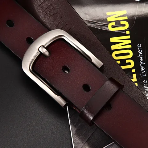 Cintura da Uomo in Vera Pelle Vintage Fibbia ad Ardiglione in Lega Cinturino in Pelle di Vacchetta per Business Casual Jeans Elegante
