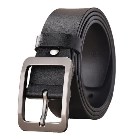 Ceinture Vintage en Cuir Véritable pour Hommes Avec Boucle à Ardillon en Alliage Brossé Classique Décontracté Affaires Vachette