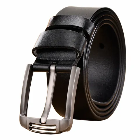 Men Genuine Leather Belt Vintage Cowhide Pin Buckle Waist Strap For Jeans Casual Brushed Alloy Buckle Retro Belt
