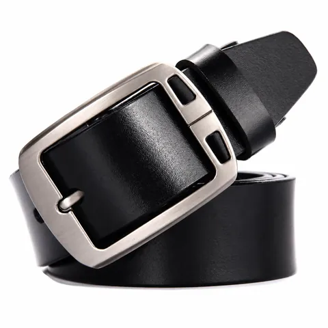 Men Vintage Split Cowhide Leather Belt With Alloy Pin Buckle Classic Business Casual Wide Pant Belt For Jeans Suits Men