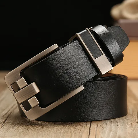 Men Vintage Genuine Leather Belt Classic Pin Buckle Cowhide Waistband For Casual Business Outdoor Wear Adjustable Strap