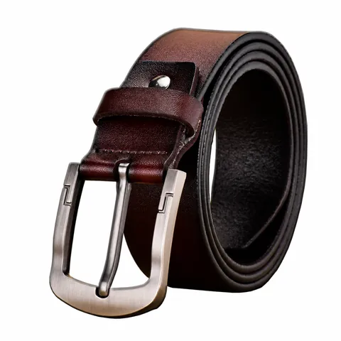 Men Vintage Real Leather Belt Split Cowhide Alloy Pin Buckle Casual Business Waist Strap For Jeans Pants Accessory