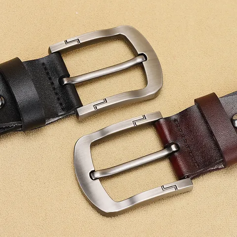 Men Vintage Real Leather Belt Split Cowhide Alloy Pin Buckle Casual Business Waist Strap For Jeans Pants Accessory