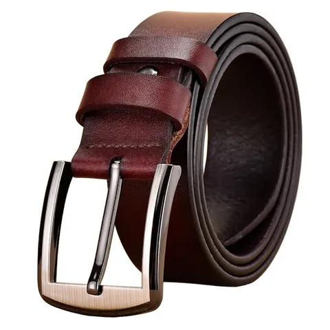Men Vintage Second Layer Cowhide Belt Alloy Pin Buckle Casual Business Leather Waist Strap For Jeans Suit Trousers Gift