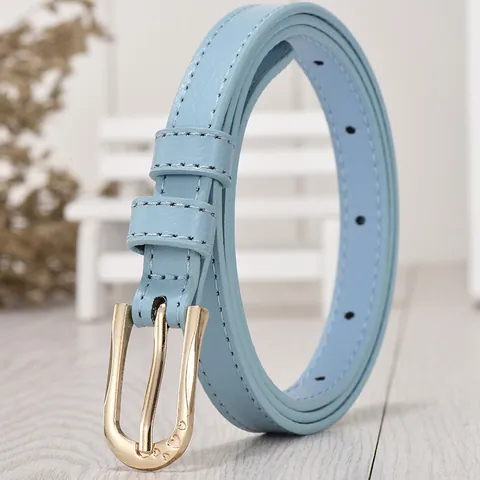 Women Sweet Thin Faux Leather Belt Heart Rhinestone Pin Buckle Decorative Waist Strap For Dresses Korean Style Accessories