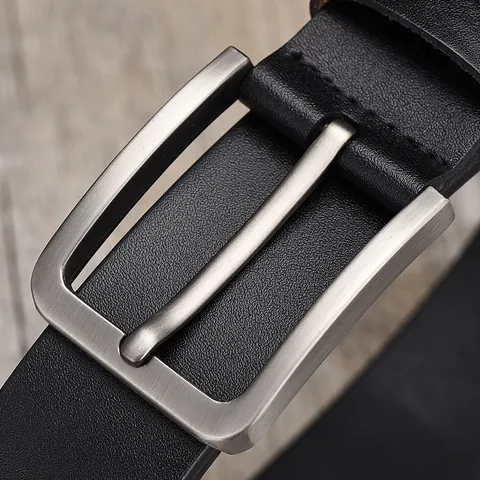 Men Leather Belt Vintage Split Cowhide Waist Strap With Brushed Alloy Pin Buckle For Business Casual Jeans Trousers Gift