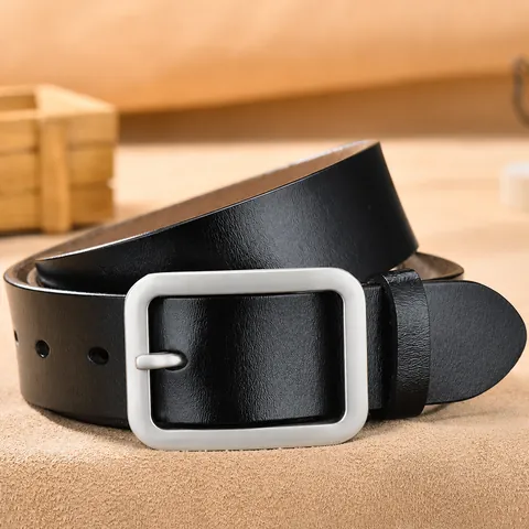 Unisex Genuine Leather Belt With Alloy Pin Buckle Vintage Casual Cowhide Waist Strap For Men Women Business Accessories