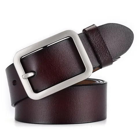 Unisex Genuine Leather Belt With Alloy Pin Buckle Vintage Casual Cowhide Waist Strap For Men Women Business Accessories