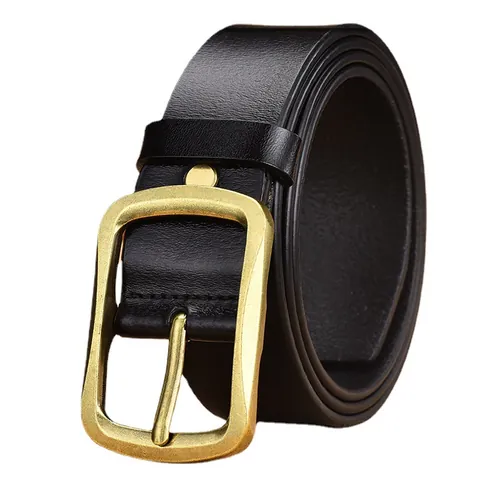 Men's Vintage Leather Belt With Retro Alloy Pin Buckle Classic Cowhide Waistband For Business Casual Trousers Jeans Men Accessories