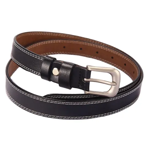 Women Thin Split Cowhide Leather Belt Minimalist Pin Buckle Waist Strap For Dresses Jeans Elegant Decorative Waistband